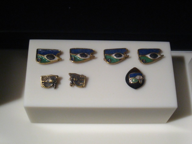 Wadjet eye charms from a bracelet found in Queen Amanishakheto’s pyramid